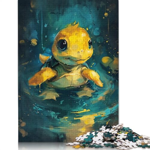 Süßes kleines gelbes Schildkröten-Puzzle, schwierige Herausforderung, 100% recycelter Karton, Puzzle für Kinder ab 12 Jahren, (75 x 50 cm) von QASEYIPV