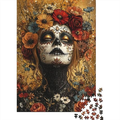 Sugar_skull_woman 1000 Teile Puzzle für Erwachsene Kinder Kreatives Rechteckiges Holzpuzzle Lustiges Lernspielzeug 1000 Teile (75x50cm) von QASEYIPV