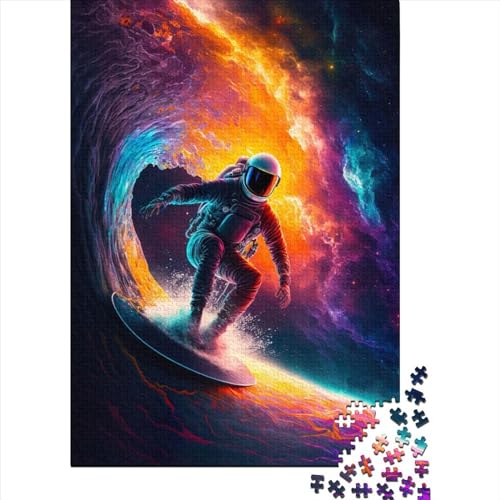 Surf-Astronaut Puzzle 1000 Teile für Erwachsene Puzzle Papier Puzzle Halloween Geschenke Puzzle für Erwachsene Lernspiel Herausforderung Spielzeug 1000 Teile (38x26cm) von QASEYIPV