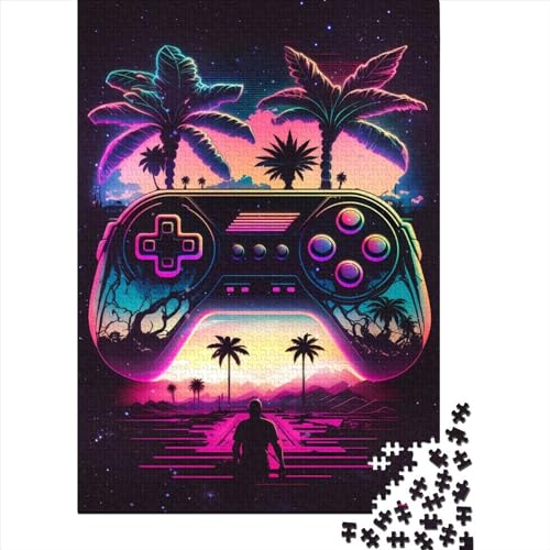 Synthwave Controller-Puzzle, 1000 Teile, für Erwachsene und Jugendliche, Lernspiele für Zuhause, DIY-Spielzeug, Weihnachtsgeschenke, 1000 Teile (38 x 26 cm) von QASEYIPV