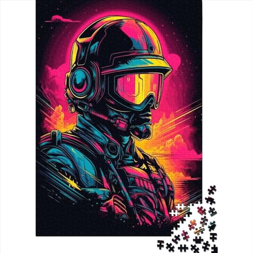 Synthwave Soldat Puzzle 1000 Teile für Erwachsene, Halloween-Geschenk, pädagogisches Lernspielzeug, 1000 Teile (75 x 50 cm) von QASEYIPV