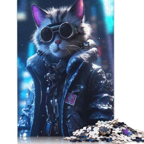 The Mercenary Cyber Cat 1000-teiliges Puzzle für Erwachsene, Spielzeug, Denkspiel, Lernspiel für Erwachsene, Stressabbau, Heimdekoration, 1000 Teile (75 x 50 cm) von QASEYIPV