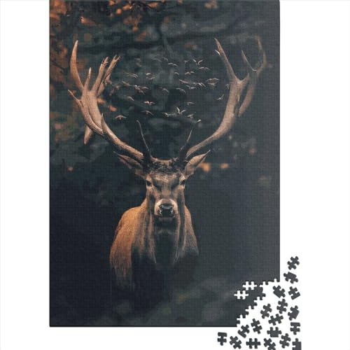 The Moody Deer Puzzle 1000 Teile Kreative Quadrate Erwachsene und Holzpuzzle Herausforderndes Spiel 1000 Teile (38x26cm) von QASEYIPV