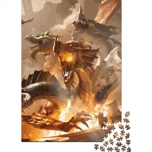Tiamat-Holzpuzzle, 1000 Teile, Aufstieg von Tiamat, kreatives quadratisches Puzzle für Erwachsene, herausforderndes Spiel (75 x 50 cm) von QASEYIPV