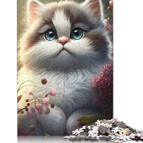 Tiere Puzzle mit Katzen für Erwachsene und Teenager, 1000 Teile, Holzpuzzle für Erwachsene, Puzzle für Jugendliche ab 12 Jahren, Weihnachtsgeschenke, 1000 Teile (75x50cm) von QASEYIPV