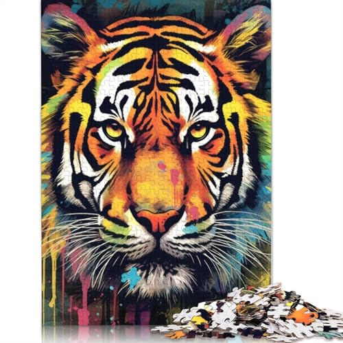 Tiger-Aquarellkunst, 1000-teiliges Puzzle für Erwachsene – Familienaktivitäts-Puzzle, Lernspiele, schwierig und herausfordernd, 1000 Teile (75 x 50 cm) von QASEYIPV