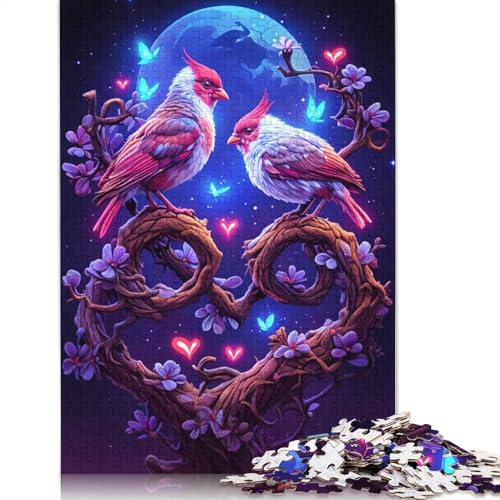 Valentinstags-Puzzle „Love Birds“, Premium-Puzzle aus 100% recyceltem Kartonpapier, rechteckig, für Damen und Herren, einzigartiges Geschenk, 1000 Teile (75 x 50 cm) von QASEYIPV