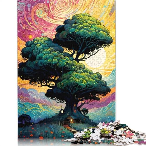 Verträumtes Baumhaus-Landschaftspuzzle, Familienspaß, rechteckiges Papierpuzzle für Jungen oder Mädchen, Kindertagsgeschenke, 1000 Teile (75 x 50 cm) von QASEYIPV