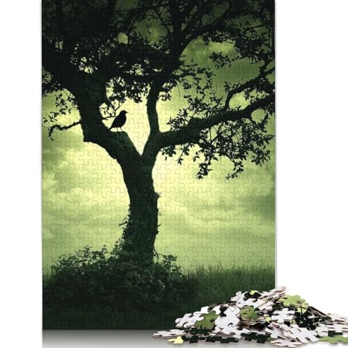 Vogelsilhouette auf Baum, 1000-teiliges Puzzle für Teenager, Geschenke, Papierpuzzle, Puzzle für Erwachsene, Lernspiele für Zuhause, DIY-Spielzeug, 1000 Teile (75 x 50 cm) von QASEYIPV