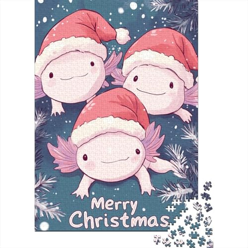 Weihnachts-Axolotl-Puzzle, rechteckig, aus Pappe, 100% recyceltem Karton, Puzzle für Erwachsene und Kinder, 1000 Teile (75 x 50 cm) von QASEYIPV