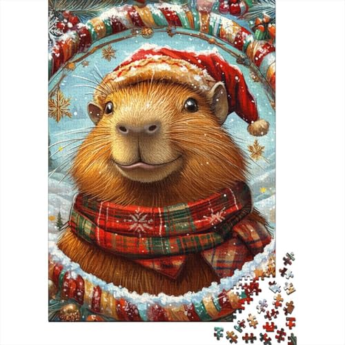 Weihnachts-Capybara-Puzzle, Dekompressionsspielzeug, 100% recycelter Karton, Puzzle für Erwachsene, 1000 Teile (75 x 50 cm) von QASEYIPV