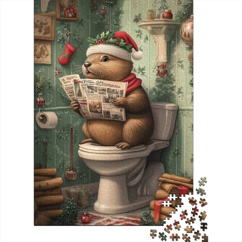 Weihnachts-Capybara-Puzzle, einzigartige Heimdekoration, 100% recycelter Karton, Puzzle für Jungen oder Mädchen, 1000 Teile (75 x 50 cm) von QASEYIPV