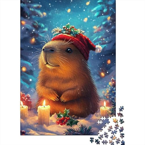 Weihnachts-Capybara-Puzzle, schwierige Herausforderung, 100% recycelter Karton, Puzzle für Kinder und Erwachsene, 1000 Teile (75 x 50 cm) von QASEYIPV