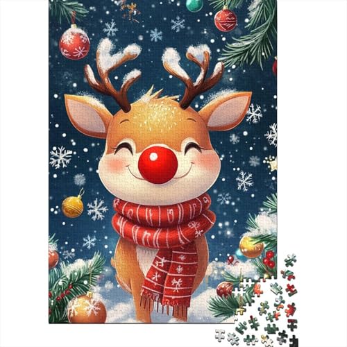 Weihnachts-Elch-Puzzle, herausfordernd und knifflig, 100% recycelter Karton, Puzzle für Erwachsene und Kinder, 1000 Teile (75 x 50 cm) von QASEYIPV