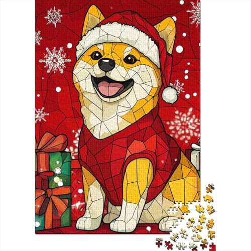 Weihnachts-Hunde-Puzzle, Premium-Puzzle aus 100% recyceltem Kartonpapier, rechteckig, für Damen und Herren, einzigartiges, 1000 Teile (75 x 50 cm) von QASEYIPV