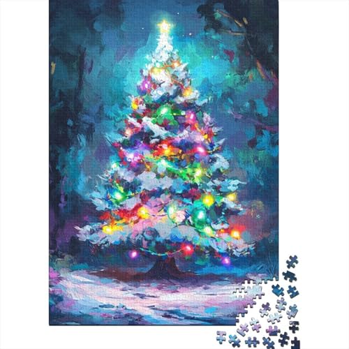 Weihnachtsbaum Öl Puzzle 1000 Teile für Erwachsene Lernspiele 1000 Teile (38x26cm) von QASEYIPV