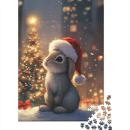 Weihnachtshasen-Puzzle, Denksportaufgabe, 100% recycelter Karton, Puzzle für Frauen und Männer, 1000 Teile (75 x 50 cm) von QASEYIPV