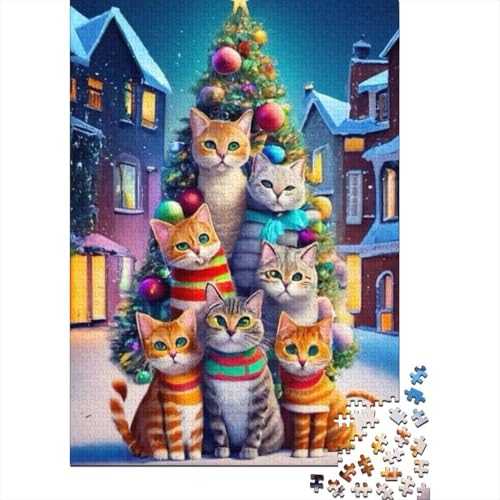 Weihnachtskatzen-Puzzle, Familienspaß, rechteckiges Papierpuzzle für Kinder und Erwachsene ab 12 Jahren, Geburtstagsgeschenk, 1000 Teile (75 x 50 cm) von QASEYIPV