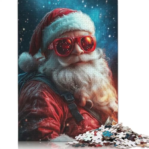 Weihnachtsmann mit Sonnenbrille, Puzzle, schwierige Herausforderung, 100% recycelter Karton, Puzzle für Erwachsene, 1000 Teile (75 x 50 cm) von QASEYIPV