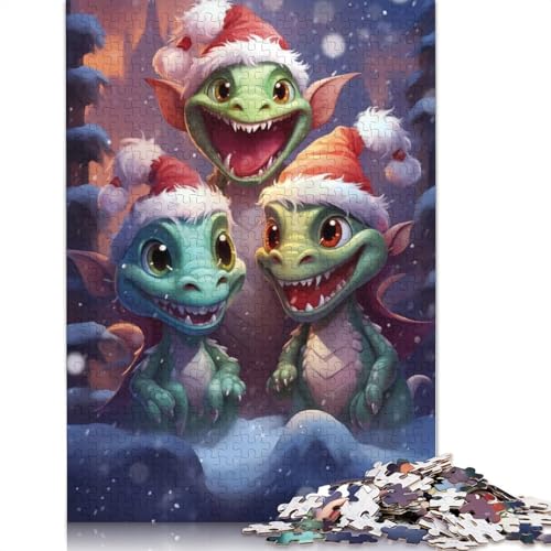 Weihnachtspuzzle „Drachenfamilie“, schwierige Herausforderung, 100% recycelter Karton, Puzzle für Erwachsene, Teenager, 1000 Teile (75 x 50 cm) von QASEYIPV