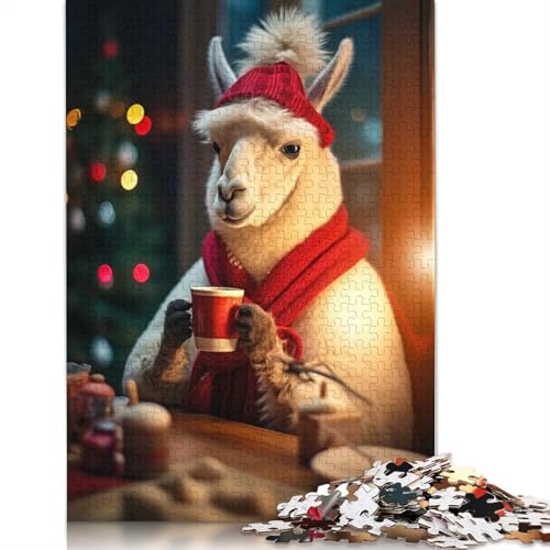 Weihnachtspuzzle „Lama Coffee“ mit 1000 Teilen für Erwachsene und Jugendliche ab 12 Jahren, 1000 Teile (75 x 50 cm) von QASEYIPV
