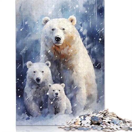 Weihnachtspuzzle mit Eisbärenfamilie, Dekompressionsspielzeug, 100% recycelter Karton, Puzzle für Erwachsene und Teenager, Geschenke, 1000 Teile (75 x 50 cm) von QASEYIPV