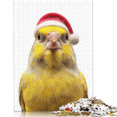 Weihnachtspuzzle mit Kanarienvogel-Porträt, Premium-Puzzle aus 100% recyceltem Karton, 100% recycelter Pappe, Puzzle für Erwachsene, 1000 Teile (75 x 50 cm) von QASEYIPV
