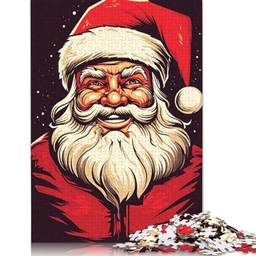 Weihnachtspuzzle mit Weihnachtsmannmotiv, 100% recycelter Karton, Premium-Karton, Puzzle für Erwachsene und Kinder, 1000 Teile (75 x 50 cm) von QASEYIPV