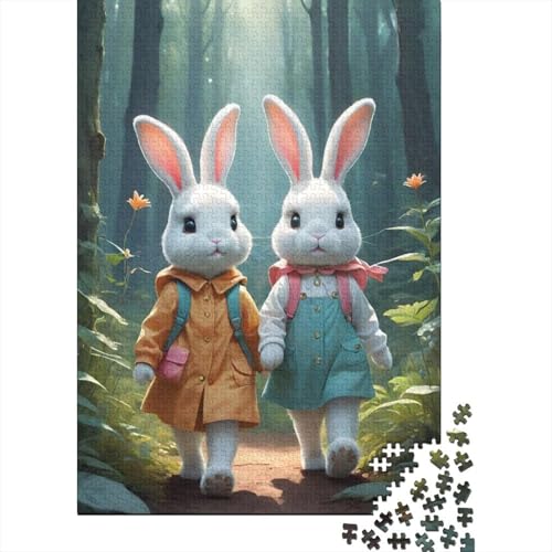 Weihnachtspuzzle mit süßem Häschen, 100% recycelter Karton, 100% recycelter Karton, Puzzle für Jungen oder Mädchen, 1000 Teile (75 x 50 cm) von QASEYIPV