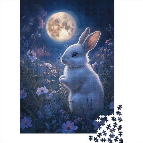 Weihnachtspuzzle mit süßem Häschen, 100% recycelter Karton, Premium-Karton, Puzzle für Erwachsene und Kinder, 1000 Teile (75 x 50 cm) von QASEYIPV