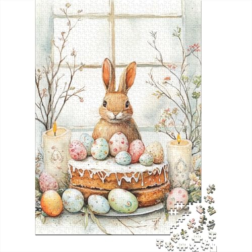 Weihnachtspuzzle mit süßem Häschen, 100% recycelter Karton, Premium-Karton, Puzzle für Erwachsene und Kinder, 1000 Teile (75 x 50 cm) von QASEYIPV