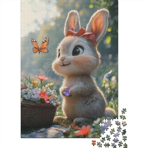 Weihnachtspuzzle mit süßem Häschen, Denksportaufgabe, 100% recycelter Karton, Puzzle für Damen und Herren, 1000 Teile (75 x 50 cm) von QASEYIPV