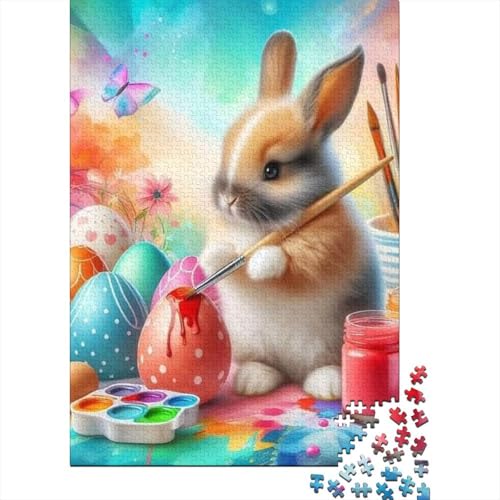 Weihnachtspuzzle mit süßem Häschen, Denksportaufgabe, rechteckiges Papierpuzzle für Erwachsene und Teenager, 1000 Teile (75 x 50 cm) von QASEYIPV