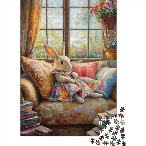 Weihnachtspuzzle mit süßem Häschen, anpassbare Bilder, 100% recycelter Karton, Puzzle für Kinder und Erwachsene, einzigartiges, 1000 Teile (75 x 50 cm) von QASEYIPV