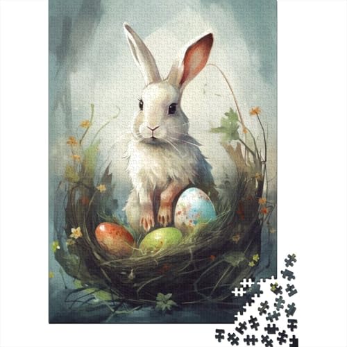 Weihnachtspuzzle mit süßem Häschen, kreative Spiele, 100% recycelter Karton, Puzzle für Erwachsene, 1000 Teile (75 x 50 cm) von QASEYIPV