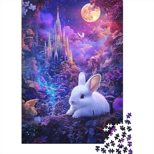 Weihnachtspuzzle mit süßem Häschen, lustiges Premium-Karton-Puzzle für Jungen oder Mädchen, 1000 Teile (75 x 50 cm) von QASEYIPV