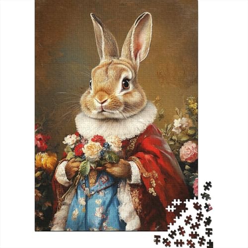 Weihnachtspuzzle mit süßem Häschen, schwierig, aus 100% recyceltem Karton, 1000 Teile (75 x 50 cm) von QASEYIPV