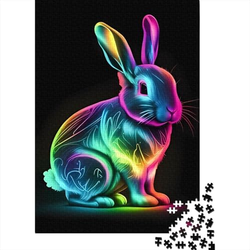 Weihnachtspuzzle mit süßem Häschen, zum Stressabbau, 100% recycelter Karton, Puzzle für Erwachsene und Kinder, einzigartiges, 1000 Teile (75 x 50 cm) von QASEYIPV