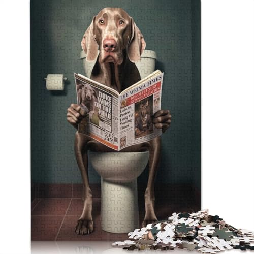 Weimaraner auf der Toilette, Puzzle, 1000 Teile, für Erwachsene und Teenager ab 12 Jahren, 1000 Teile (75 x 50 cm) von QASEYIPV