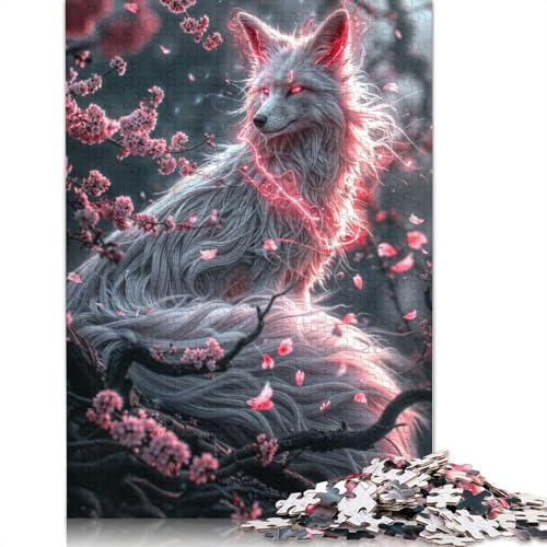 Weißer Kitsune-Fuchs, 1000-teiliges Puzzle, Familienspaß für Erwachsene und herausforderndes Spiel, Spiele zum Stressabbau und einzigartige Geschenke, 1000 Teile (75 x 50 cm) von QASEYIPV