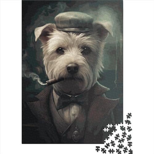 Westie Dog Puzzle, 1000 Teile, für Erwachsene, Holzpuzzle, Lernspiel, 38 x 26 cm von QASEYIPV
