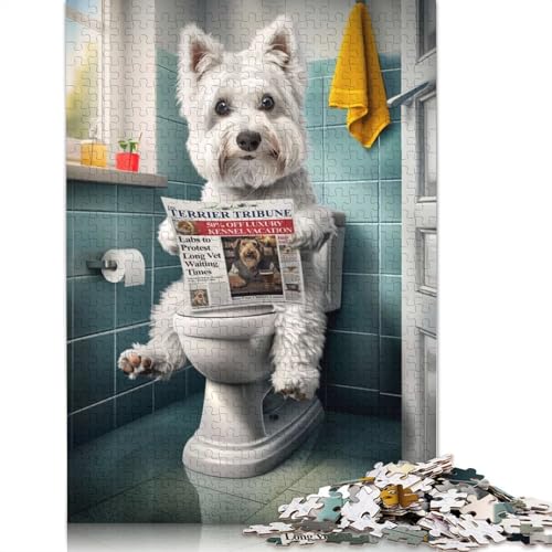 Westie auf der Toilette, Puzzle für Erwachsene, 1000 Teile, Puzzle für Teenager ab 12 Jahren, 1000 Teile (75 x 50 cm) von QASEYIPV