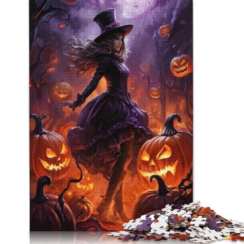 Witch 1000 Teile Halloween Witch Puzzle für Erwachsene und Jugendliche, Lernspiele für Zuhause, DIY Spielzeug, Weihnachtsgeschenke, 1000 Teile (75x50cm) von QASEYIPV