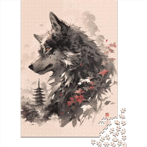 Wolfs-Puzzle, quadratisch, 1000 Teile, für Erwachsene, Holzpuzzle, pädagogisches Spiel, Herausforderungsspielzeug, 1000 Teile (38 x 26 cm) von QASEYIPV