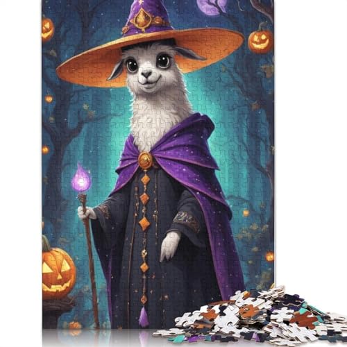 Zauberer Alpaka Puzzle 1000 Teile für Erwachsene, Halloween-Geschenk, Lernspiel, Herausforderung, Spielzeug, 1000 Teile (75 x 50 cm) von QASEYIPV
