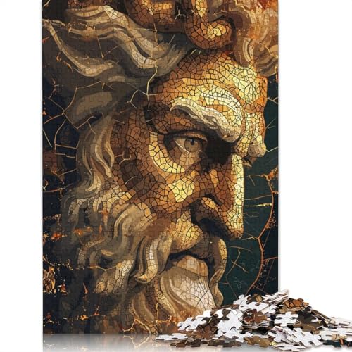 Zeus-Gott-Mosaik-Puzzle, Premium-Puzzle aus 100% recycelter Pappe, 100% recycelter Karton, Puzzle für Erwachsene, 1000 Teile (75 x 50 cm) von QASEYIPV