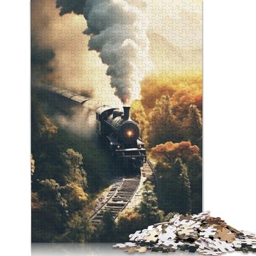 Zugpuzzle für Erwachsene und Teenager, 1000 Teile, Holzpuzzle für Erwachsene, Puzzle für Jugendliche ab 12 Jahren, Weihnachtsgeschenke, 1000 Teile (75x50cm) von QASEYIPV