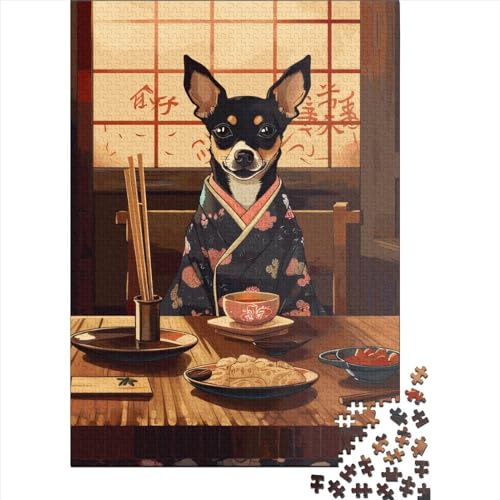 Zwergpinscher 1000 Teile Puzzle für Erwachsene und Holzpuzzle, Lernspiele für Kinder, 1000 Teile (75 x 50 cm) von QASEYIPV