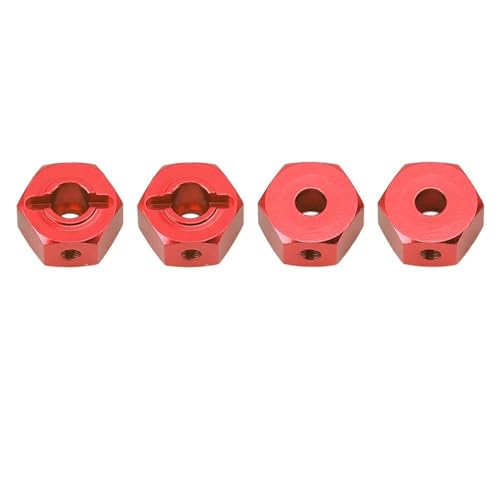 4Pcs RC Rad Hex Hub Adapter Professionelle Aluminium Legierung 12mm Rad Hex Naben Stick Adapter Für Fernbedienung Auto Zubehör RC-Autozubehörteile(Red) von QAWSED