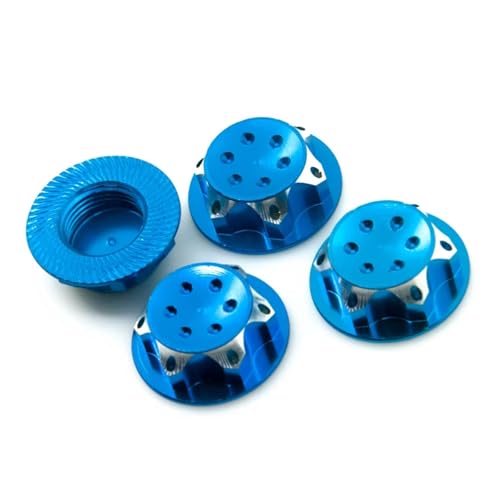 Aluminium 11mm Sechskant-Radmuttern Radnabenabdeckung Für 1/8 RC Crawler Car Lock Selbstsichernde Muttern Ersatz-Upgrade-Teile RC-Autozubehörteile(Blue) von QAWSED